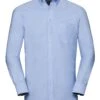 Russell Collection Mens Long Sleeve Tailored Washed Oxford Shirt