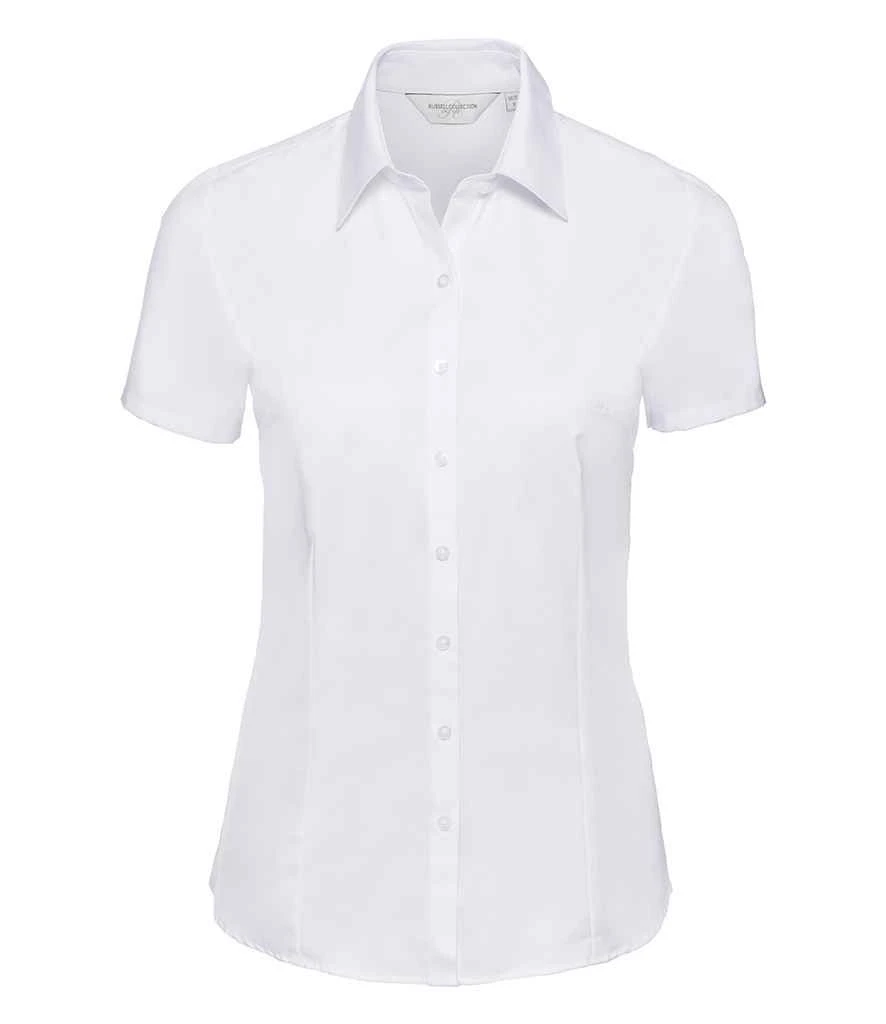 Russell Collection Ladies' Short Sleeve Tailored Herringbone Shirt 2 Russell Collection Ladies' Short Sleeve Tailored Herringbone Shirt - Image 2