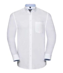 Russell Collection Tailored Long Sleeve Washed Oxford Shirt
