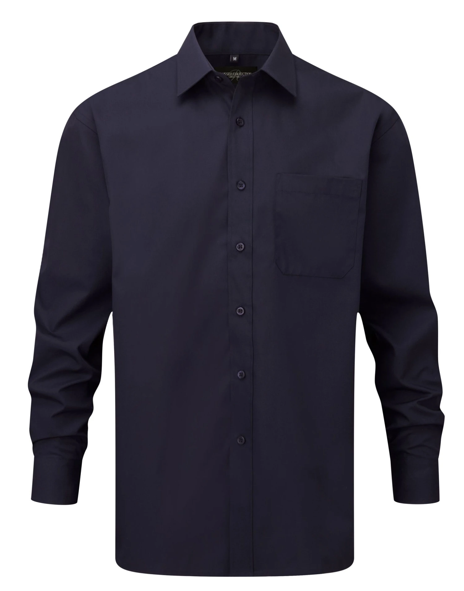 Russell Collection Mens Long Sleeve Classic Polycotton Poplin Shirt 1 Russell Collection Mens Long Sleeve Classic Polycotton Poplin Shirt