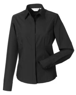 Russell Collection Ladies' Long Sleeve Fitted Polycotton Poplin Shirt
