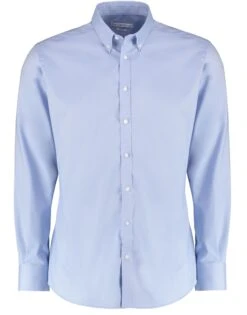 Kustom Kit Slim Fit Long Sleeve Stretch Oxford Shirt