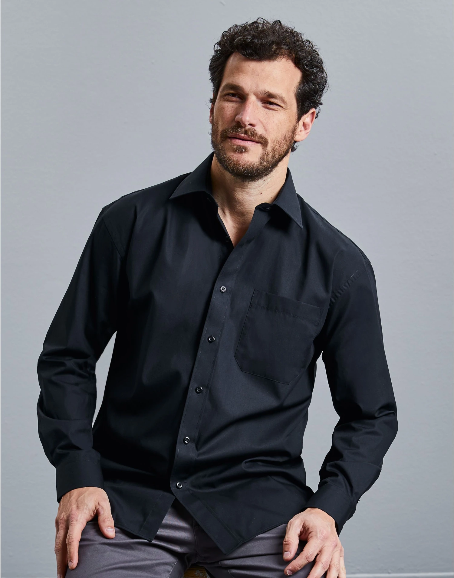 Russell Collection Mens Long Sleeve Classic Pure Cotton Poplin Shirt 3 Russell Collection Mens Long Sleeve Classic Pure Cotton Poplin Shirt - Image 3