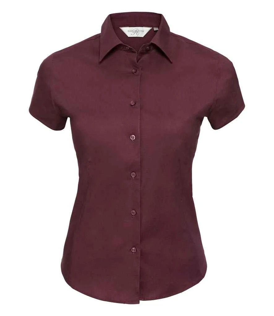 Russell Collection Ladies' Short Sleeve Fitted Stretch Shirt 4 Russell Collection Ladies' Short Sleeve Fitted Stretch Shirt - Image 4