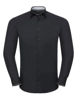 Russell Collection Mens Long Sleeve Tailored Contrast Ultimate Stretch Shirt 