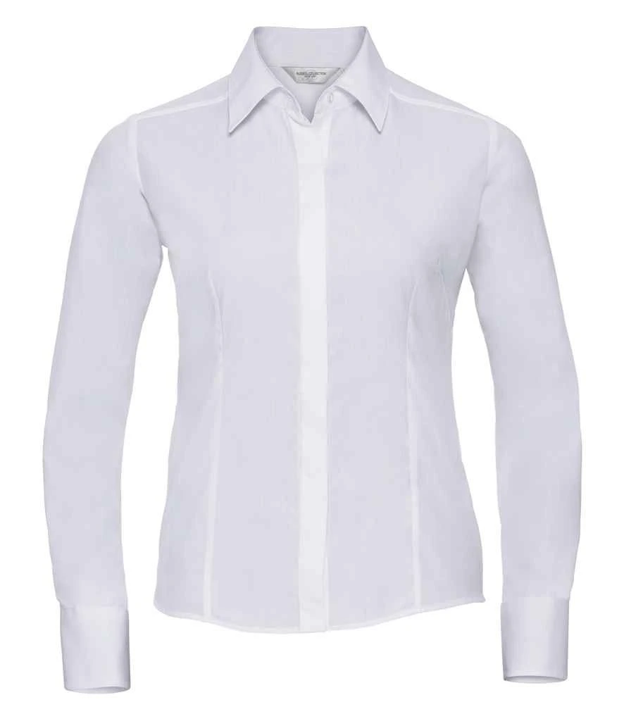 Russell Collection Ladies' Long Sleeve Fitted Polycotton Poplin Shirt 12 Russell Collection Ladies' Long Sleeve Fitted Polycotton Poplin Shirt - Image 12