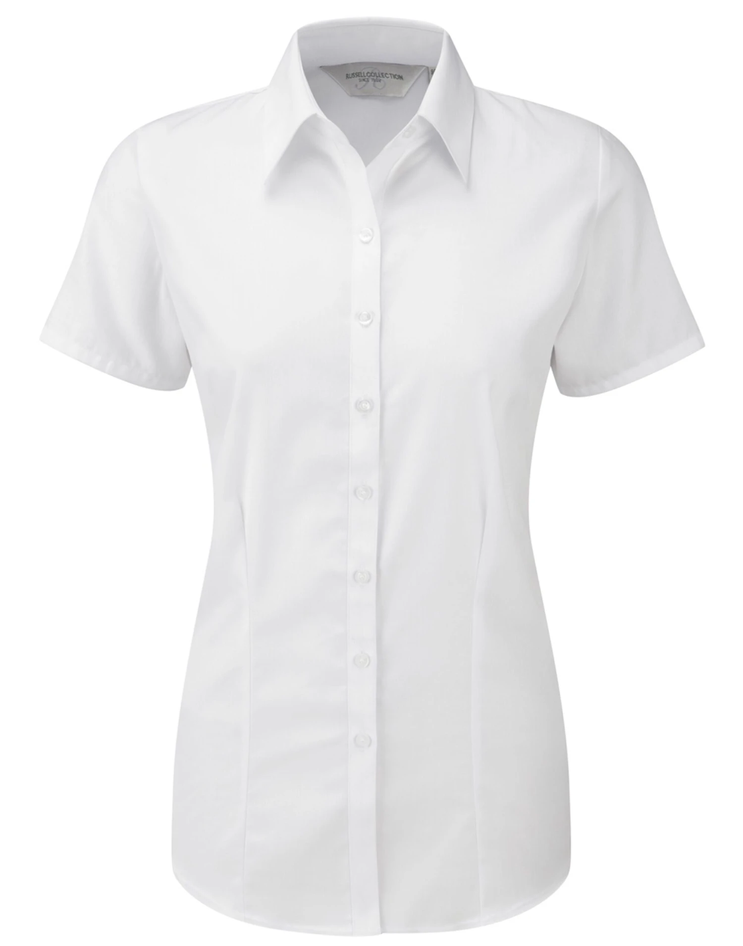 Russell Collection Ladies' Short Sleeve Tailored Herringbone Shirt 4 Russell Collection Ladies' Short Sleeve Tailored Herringbone Shirt - Image 4