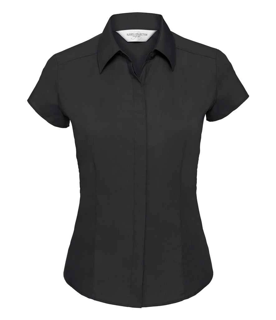 Russell Collection Ladies' Cap Sleeve Fitted Polycotton Poplin Shirt 3 Russell Collection Ladies' Cap Sleeve Fitted Polycotton Poplin Shirt - Image 3