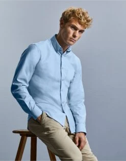 Russell Collection Mens Long Sleeve Tailored Button-Down Oxford Shirt -Outlet Elite Togs Store 42ee25aed30cb1bc8b7684bfcc240c7d53afd8e461808b4eec4cfd182320c6be