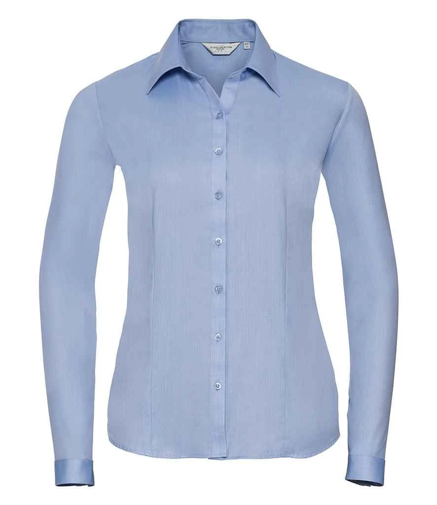 Russell Collection Ladies' Long Sleeve Tailored Herringbone Shirt 4 Russell Collection Ladies' Long Sleeve Tailored Herringbone Shirt - Image 4