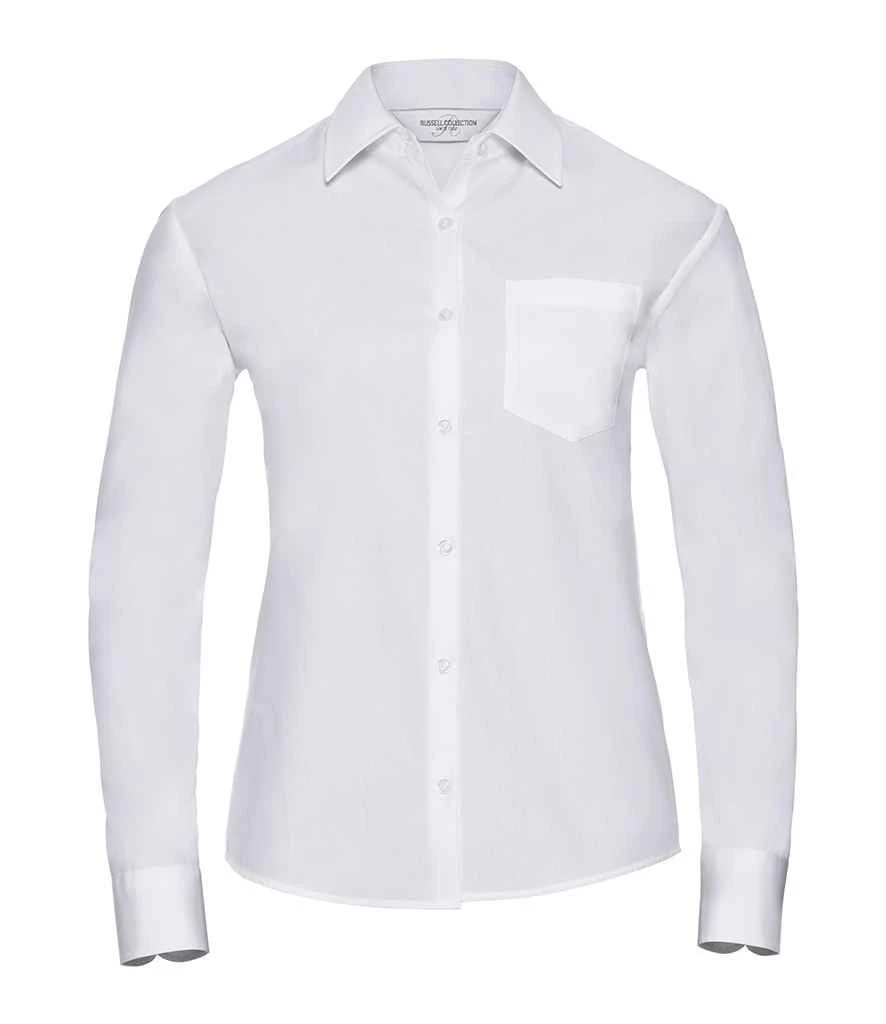 Russell Collection Ladies' Long Sleeve Classic Pure Cotton Poplin Shirt 6 Russell Collection Ladies' Long Sleeve Classic Pure Cotton Poplin Shirt - Image 6