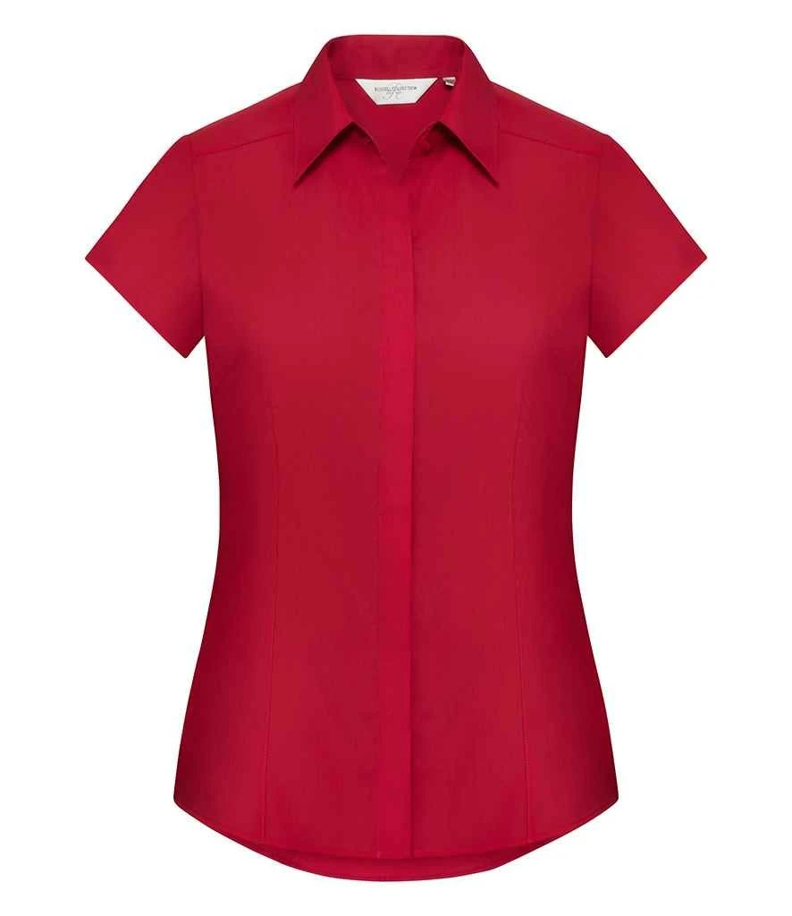 Russell Collection Ladies' Cap Sleeve Fitted Polycotton Poplin Shirt 8 Russell Collection Ladies' Cap Sleeve Fitted Polycotton Poplin Shirt - Image 8