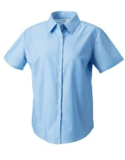 Russell Collection Ladies' Short Sleeve Tailored Oxford Shirt -Outlet Elite Togs Store 558304125d4dd037be4d1666df10c83bbeb828b128cf3b234399d90990929578