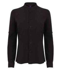 Henbury Ladies Mandarin Roll Sleeve Anti-bac Wicking Shirt