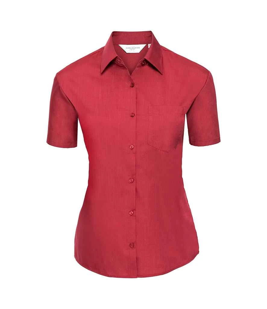 Russell Collection Ladies' Short Sleeve Classic Polycotton Poplin Shirt 9 Russell Collection Ladies' Short Sleeve Classic Polycotton Poplin Shirt - Image 9