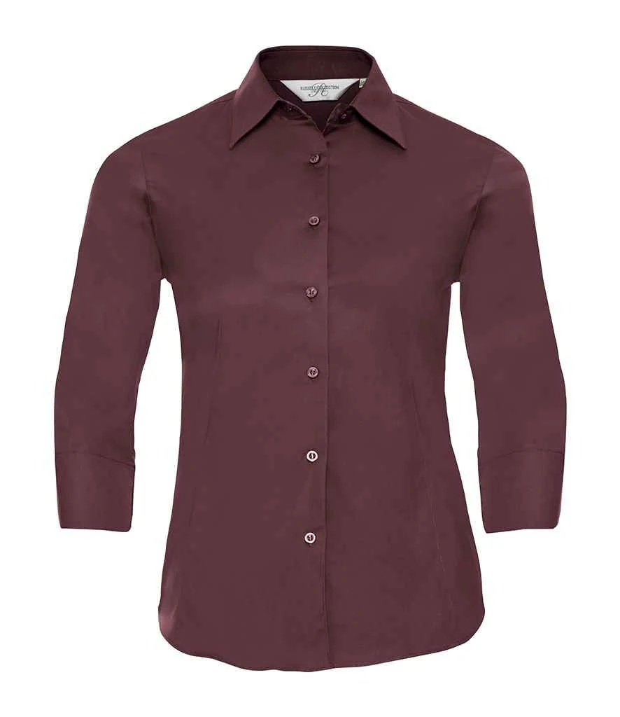 Russell Collection Ladies' 3/4 Sleeve Fitted Stretch Shirt 7 Russell Collection Ladies' 3/4 Sleeve Fitted Stretch Shirt - Image 7