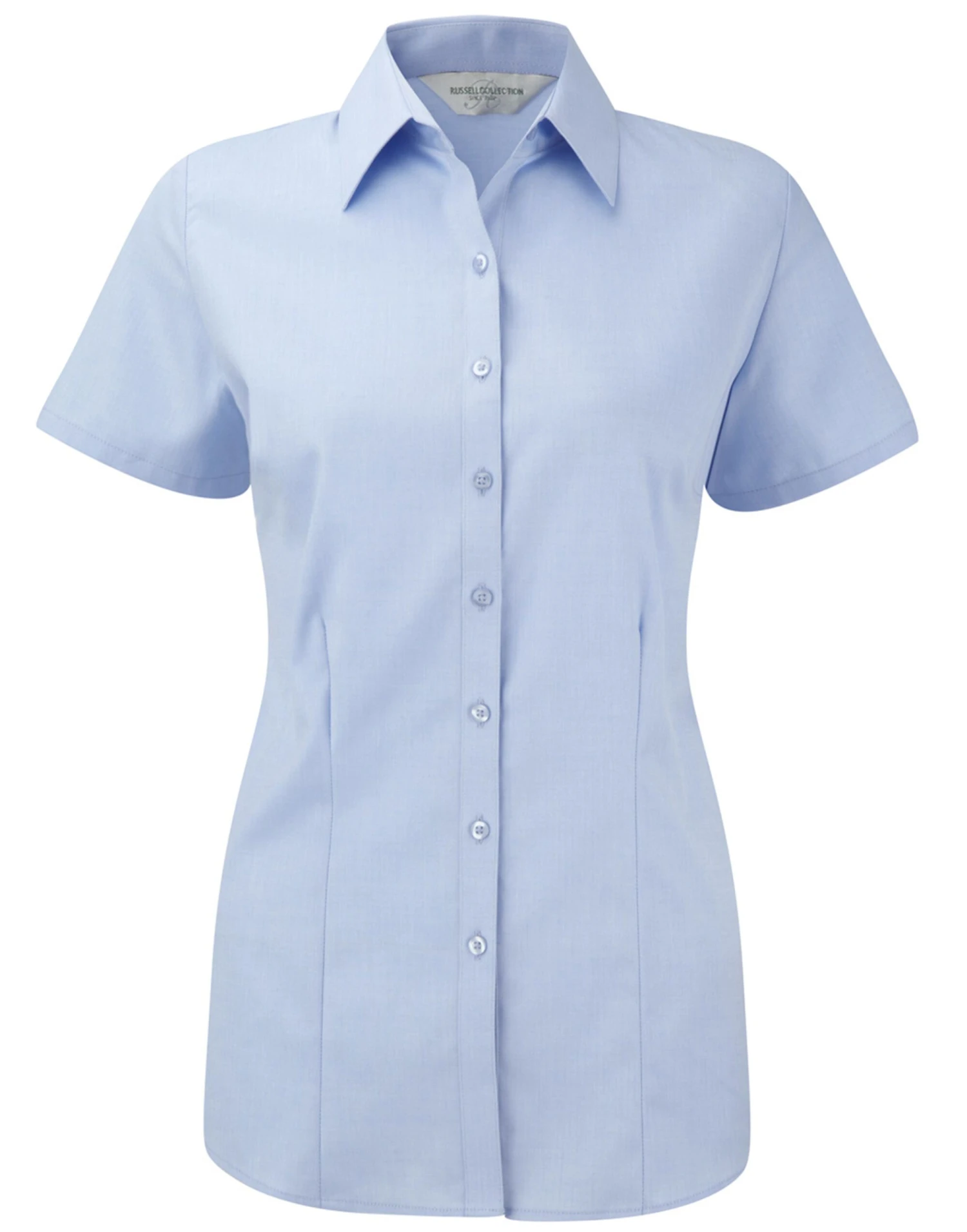 Russell Collection Ladies' Short Sleeve Tailored Herringbone Shirt 1 Russell Collection Ladies' Short Sleeve Tailored Herringbone Shirt
