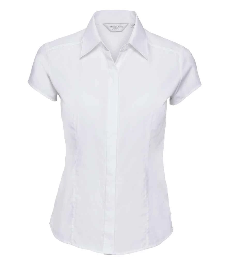 Russell Collection Ladies' Cap Sleeve Fitted Polycotton Poplin Shirt 12 Russell Collection Ladies' Cap Sleeve Fitted Polycotton Poplin Shirt - Image 12