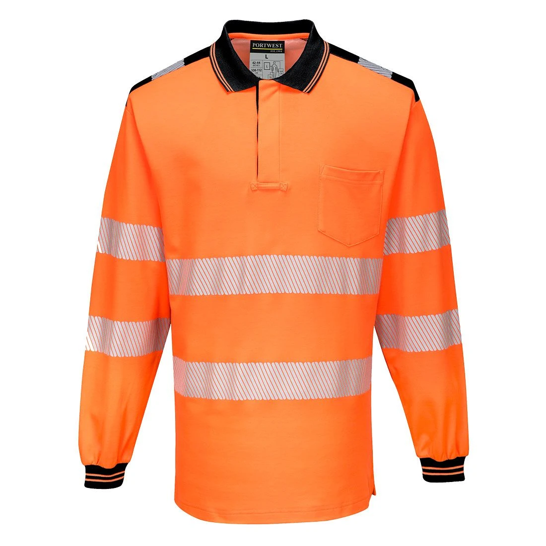 Portwest PW3 Hi-Vis Cotton Comfort Polo Shirt L/S 2 Portwest PW3 Hi-Vis Cotton Comfort Polo Shirt L/S - Image 2