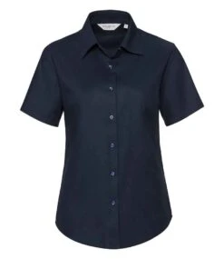 Russell Collection Ladies' Short Sleeve Tailored Oxford Shirt -Outlet Elite Togs Store f06912c8f23ca1cfc19a06c277872f80414336779670c1e42ed60e65de2e0122