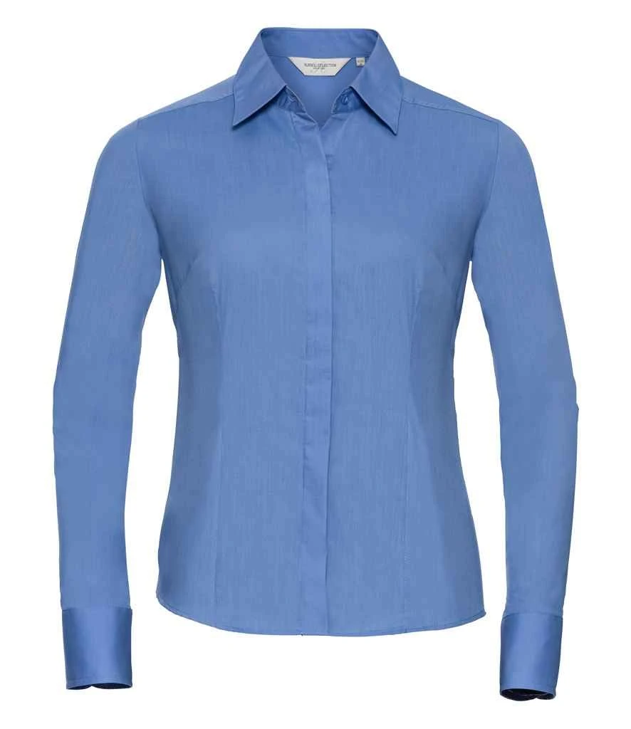 Russell Collection Ladies' Long Sleeve Fitted Polycotton Poplin Shirt 11 Russell Collection Ladies' Long Sleeve Fitted Polycotton Poplin Shirt - Image 11